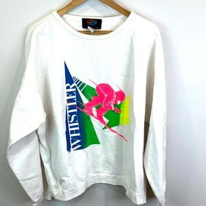 80s/90s vintage White Whistler Graphic Men's Sweatshirt size L/XL